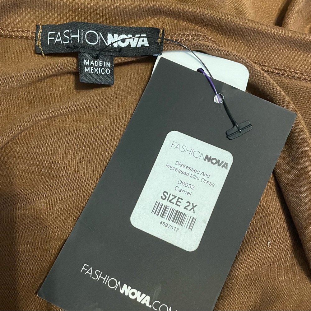 Fashion Nova Camel Distressed Mini Dress - Picture 3 of 3